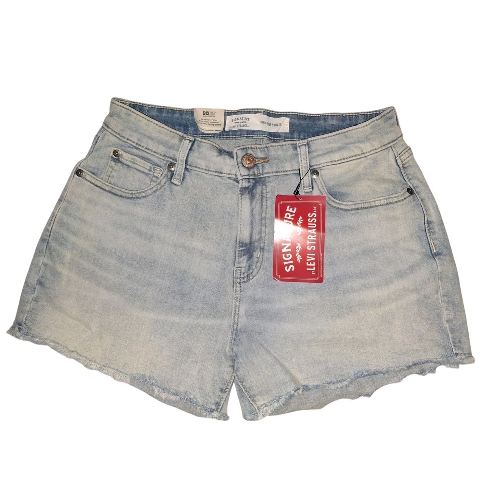 Levi Strauss Light Wash Denim Shorts High Rise 3" Stretch Size 8